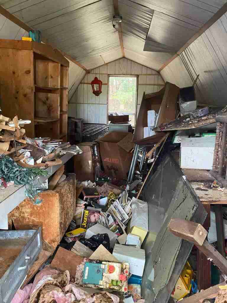 cluttered storage shed
